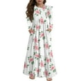 thumbnail image 1 of Lumtrix Girls Striped Maxi Dress, Cute Printed Long Sleeves Dress with Pockets Summer Long Holiday Dress Hot Pink 110, 1 of 5