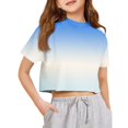 thumbnail image 1 of Lumtrix Crop Tops for Teen Girls Cute Short Sleeve Gradient Summer T Shirt Crewneck Fashion Shirts Tee Blue 140, 1 of 5