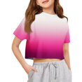 thumbnail image 1 of Lumtrix Crop Tops for Teen Girls Cute Short Sleeve Gradient Summer T Shirt Crewneck Fashion Shirts Tee Hot Pink 100, 1 of 5