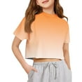 thumbnail image 1 of Lumtrix Crop Tops for Teen Girls Cute Short Sleeve Gradient Summer T Shirt Crewneck Fashion Shirts Tee Orange 140, 1 of 5