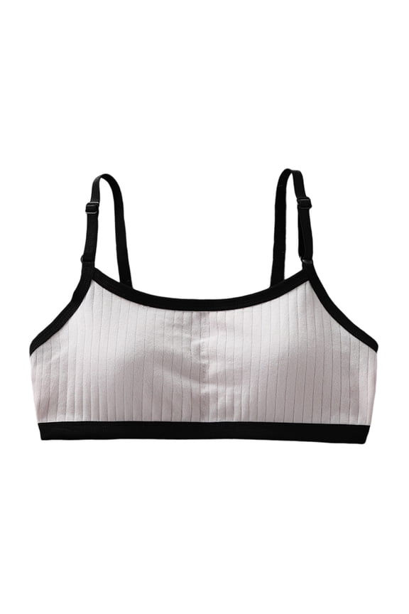 Girls Training Bras Soft Fixed Padding Training Bras Seamless Cozy Bras Adjustable Straps Ribbed Bras Pink M