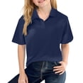 thumbnail image 1 of Lumtrix Girls Uniform Shirts Fashion Short Sleeve Collar Polo Shirts Button Down Cute Spring Summer Active Tops School UniformNavy 130, 1 of 3