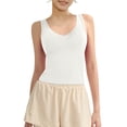 thumbnail image 1 of Lumtrix Girls V Neck Tank Tops Wide Strap Sleeveless Solid Undershirts Casual Summer Slim Fitted Cami White 2XL, 1 of 8