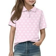 thumbnail image 1 of Lumtrix Girls' Y2K Polka Dot Graphic Short Sleeve Polo Shirts Golf Tennis School Uniform Blouses for 3-14 Y Pink 130, 1 of 5