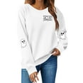 thumbnail image 1 of Lumtrix Halloween Long Sleeve Crewneck Sweatshirt Women Pumpkin Halloween Shirt Cute Ghost Letter Pullover Spooky Season Party Tops White M, 1 of 6