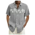 thumbnail image 1 of Lumtrix Hawaiian Bowling Shirts for Men Short Sleeve Printed Regular Fit Summer Beach Casual Button Down Shirts Gray M, 1 of 5