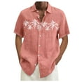 thumbnail image 1 of Lumtrix Hawaiian Bowling Shirts for Men Short Sleeve Printed Regular Fit Summer Beach Casual Button Down Shirts Pink 4XL, 1 of 5