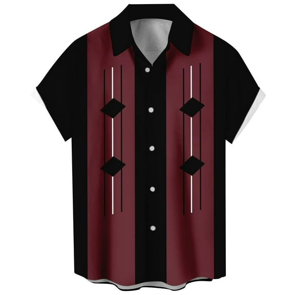 Lumtrix Hawaiian Shirt for Men Tropical Loose Fit Shirt Short Sleeve Casual Button Down Tie Dye Print Shirts with Pocket Wine 3XL