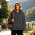 thumbnail image 1 of Lumtrix Hoodies For Women Zip Up Oversized Sweatshirt Fall Winter Casual Zipper Lightweight Cute Track Jackets With Pockets Dark Gray S, 1 of 5
