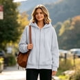 thumbnail image 1 of Lumtrix Hoodies For Women Zip Up Oversized Sweatshirt Fall Winter Casual Zipper Lightweight Cute Track Jackets With Pockets Light Gray L, 1 of 5