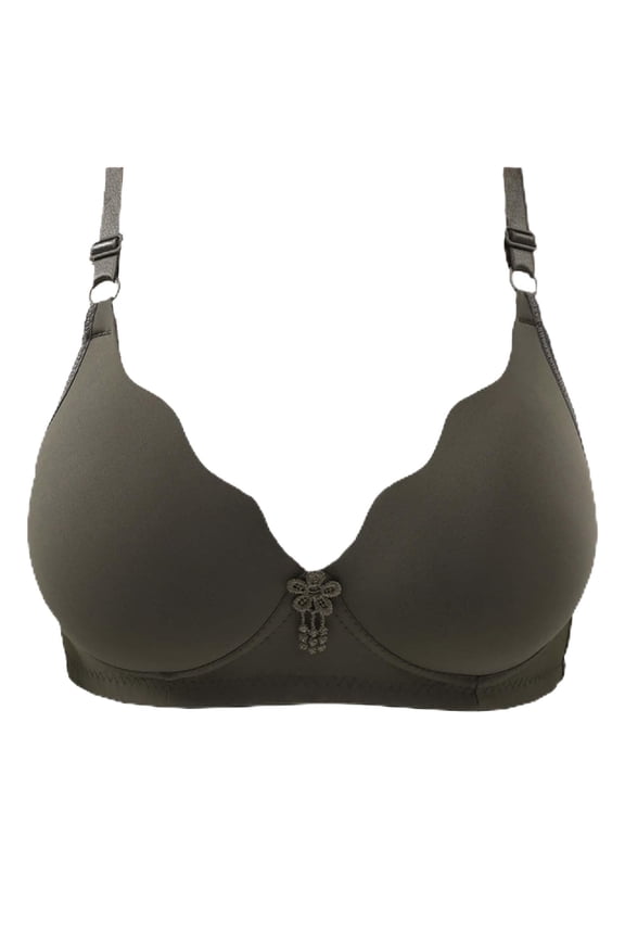 Jelly Bras For Women Scalloped Lift No Underwire Wireless Push Up Bra Full Coverage Bralettes Seamless Comfort Everyday Bras Gray 36