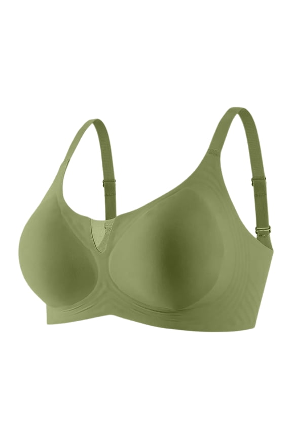 Jelly Bras For Women Seamless Powerful Push Up Wireless Bra Full-Figure Lift Anti Sagging Posture Correcting Bras Dark Green 40