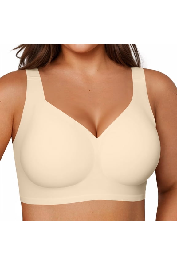 Jelly Bras for Women Wireless Push Up Seamless T-Shirt Bras No Underwire Supportive Full Coverage Bralettes Complexion M