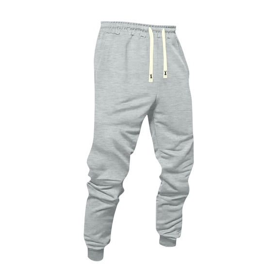 Lumtrix Jogger Sweatpants for Men Drawstring Cuffed Sweatpants Fall Winter Jogging Pants with Pockets Light Gray L