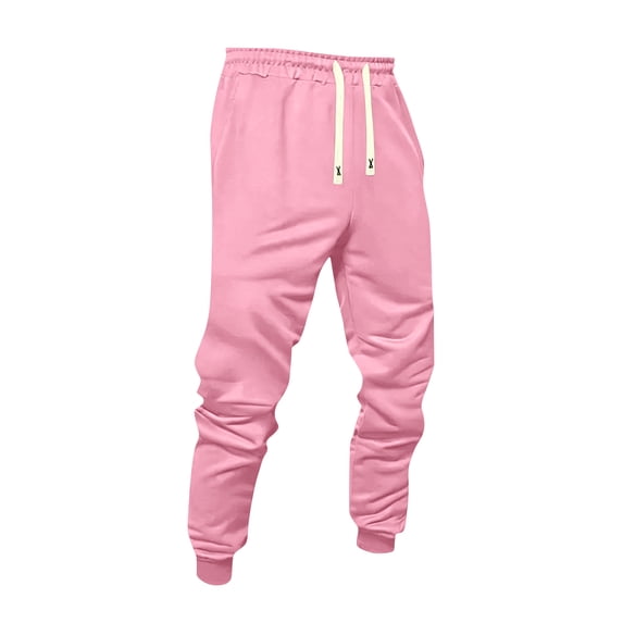 Lumtrix Jogger Sweatpants for Men Drawstring Cuffed Sweatpants Fall Winter Jogging Pants with Pockets Pink XL