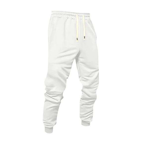 Lumtrix Jogger Sweatpants for Men Drawstring Cuffed Sweatpants Fall Winter Jogging Pants with Pockets White M