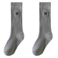 thumbnail image 1 of Lumtrix Knee High Socks For Girls Cotton School Uniform Long Socks With Cute Embroidery For Daily Wear, School Uniforms, Dance Light Gray XL, 1 of 4