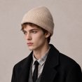 thumbnail image 1 of Lumtrix Knit Beanie for Men Women Cuffed Rib Warm Winter Hat Skull Caps Soft Classic Solid Color Daily Cap Unisex Beige One Size, 1 of 4