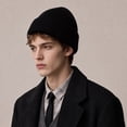 thumbnail image 1 of Lumtrix Knit Beanie for Men Women Cuffed Rib Warm Winter Hat Skull Caps Soft Classic Solid Color Daily Cap Unisex Black One Size, 1 of 5