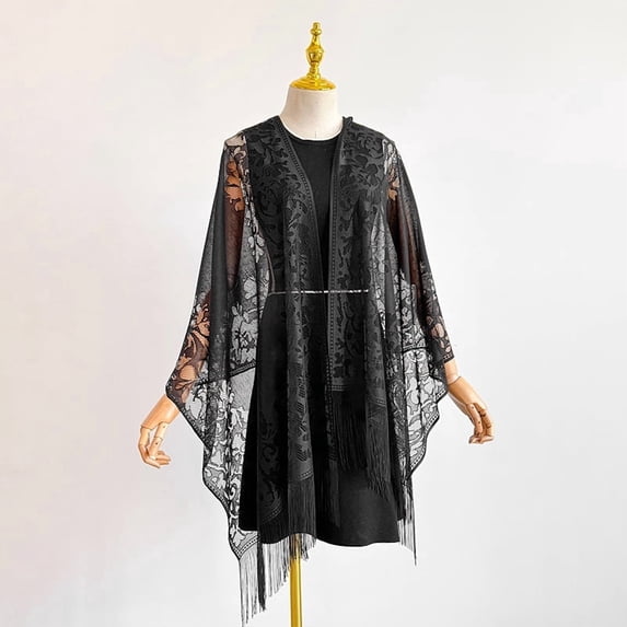 Lumtrix Lace Floral Shawls and Wraps for Women Elegant Soft Scarf Sheer Shawls Wraps Evening Dresses Wedding Party Black One Size