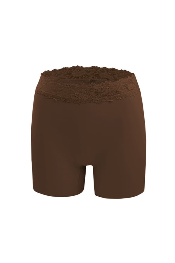 Lace Slip Shorts Under Dress For Women Anti-Chafing Gym Lounge Sleep Dance Briefs Panties Coffee M