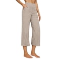 thumbnail image 1 of Lumtrix Linen Capri Pants For Women Wide Leg Capris Pant Spring Summer Boho Dressy Casual Elastic Waist Beach Trousers With Pocket Beige S, 1 of 7