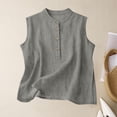 thumbnail image 1 of Lumtrix Linen Tank Tops For Women Cotton Summer Shirt Sleeveless Flowy Beach Vacation Tops Boho Casual Loose Fit Clothes Gray 2XL, 1 of 4