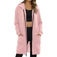 thumbnail image 1 of Lumtrix Long Hoodies for Women Fall 2025 Soft Oversized Fleece Hooded Sweatshirts Solid Color Comfort Zip Up Jackets with Pockets Pink XL, 1 of 5