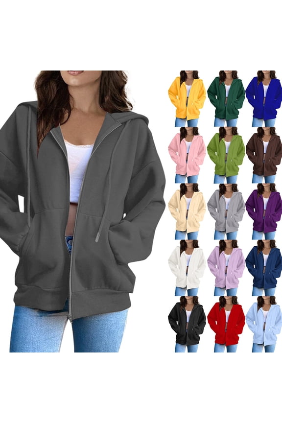 Long Hoodies for Women Zip Up Fleece Oversized Long Sleeve Sweatshirts Fall Winter Warm Hoodie Dress with Pockets Orange M