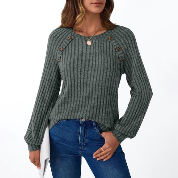 Lumtrix Long Sleeve Shirts Womens Lightweight Sweaters Fall Business Dressy Casual Tops Crewneck Pullover Dark Green XL