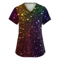 thumbnail image 1 of Lumtrix Mardi Gras Print Scrubs for Women Design Plus Size V Neck Nursing Uniform 2026 Spring Summer Short Sleeve Tops With Pockets Side Slit Shirt Multicolor XL, 1 of 5
