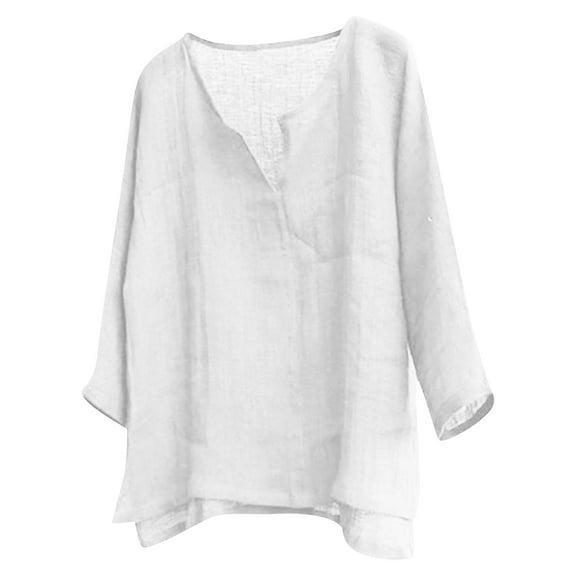 Lumtrix Men Cotton Linen Henley Shirts Hippie Baggy Breathable Long Sleeve Blouse Summer Casual V Neck Beach Yoga Tunic Tops White 2XL
