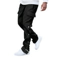 thumbnail image 1 of Lumtrix Men'S Casual Cargo Pants Workout Joggers Lightweight Fashion Button Down Sweatpants Hiking Drawstring Pants With Multi Pockets Black XL, 1 of 3