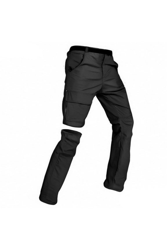 Men'S Convertible Hiking Pants Lightweight Cargo Pants Zip Off Fishing Outdoor Breathable Hiking Work Pants(Includs Belt) Black 2XL