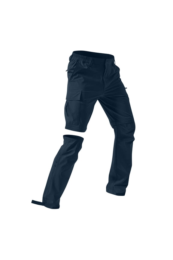 Men'S Hiking Convertible Pants Lightweight Zip Off Stretch Outdoor Breathable Fishing Pants (No Belt) Navy S