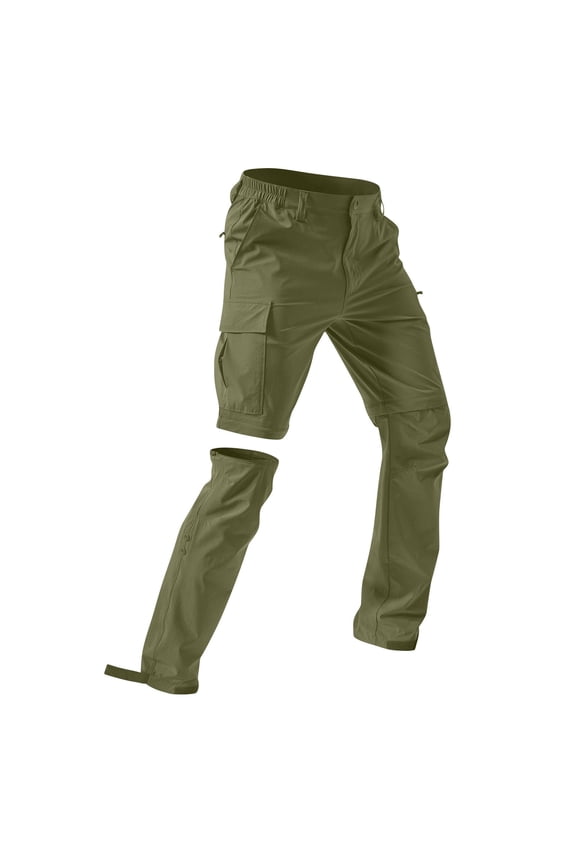 Men'S Hiking Convertible Tactical Pants Quick Dry Lightweight Zip Off Stretch Workout Breathable Fishing Pants Army Green L