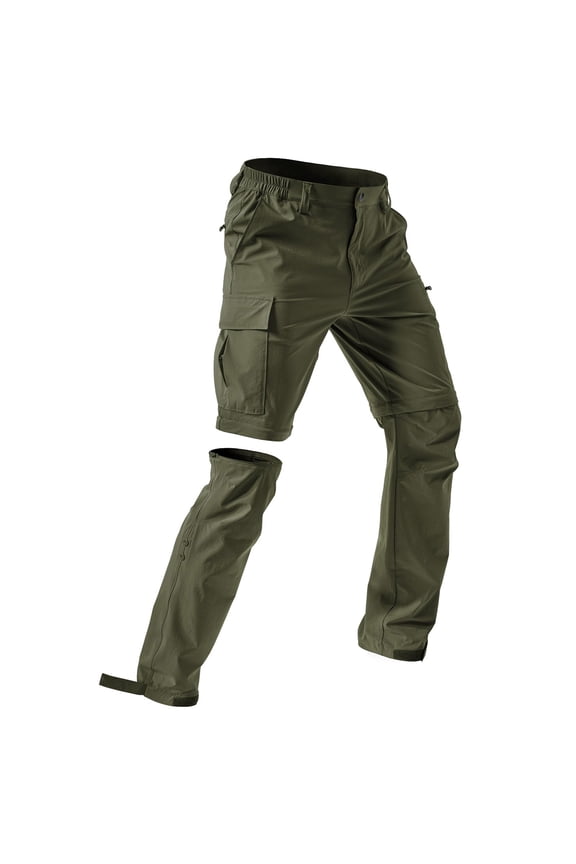 Men'S Hiking Convertible Tactical Pants Quick Dry Lightweight Zip Off Stretch Workout Breathable Fishing Pants Dark Green XL
