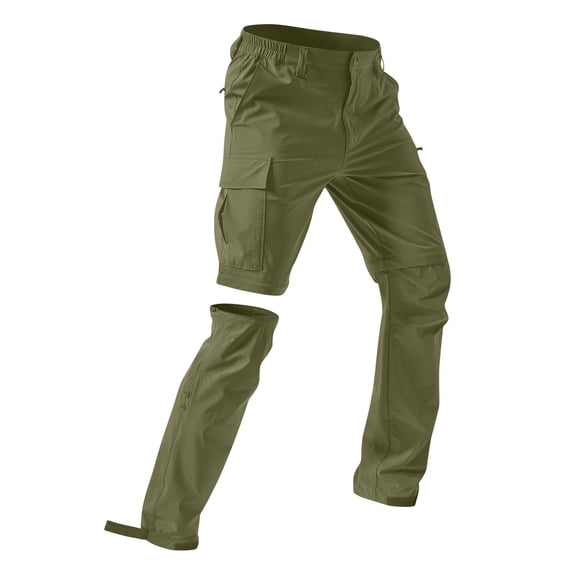Lumtrix Men'S Hiking Tactical Pants Convertible Quick Dry Lightweight Zip-Off Workout Breathable With Multi Pockets (No Belt) Army Green 2XL