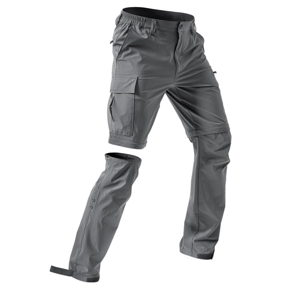 Lumtrix Men'S Hiking Tactical Pants Convertible Quick Dry Lightweight Zip-Off Workout Breathable With Multi Pockets (No Belt) Gray S