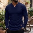 thumbnail image 1 of Lumtrix Men'S Long Sleeve Muscle T Shirts Casual V-Neck Slim Fit Longline Ribbed Knit Shirts Stretch Tee Shirts Navy XL, 1 of 8