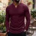 thumbnail image 1 of Lumtrix Men'S Long Sleeve Muscle T Shirts Casual V-Neck Slim Fit Longline Ribbed Knit Shirts Stretch Tee Shirts Wine M, 1 of 8