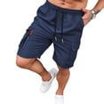 thumbnail image 1 of Lumtrix Men'S Shorts Casual Stretch Classic Drawstring Elastic Waist Summer Work Short With Multi Pockets Blue L, 1 of 3