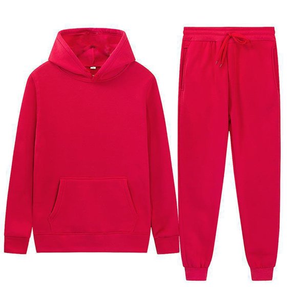 Lumtrix Men's 2 Piece Outfits Hoodie Sweatshirt Tracksuit & Joggers Sweatpants Sweatsuit Set Fall Matching Activewear Set Red 2XL