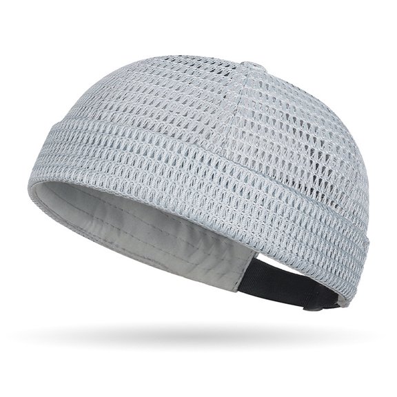 Lumtrix Men's Breathable Brimless Hat Summer Style Mesh Tang Cooling Skull Adjustable Hip-Hop Cap Docker Beanie Light Gray One Size