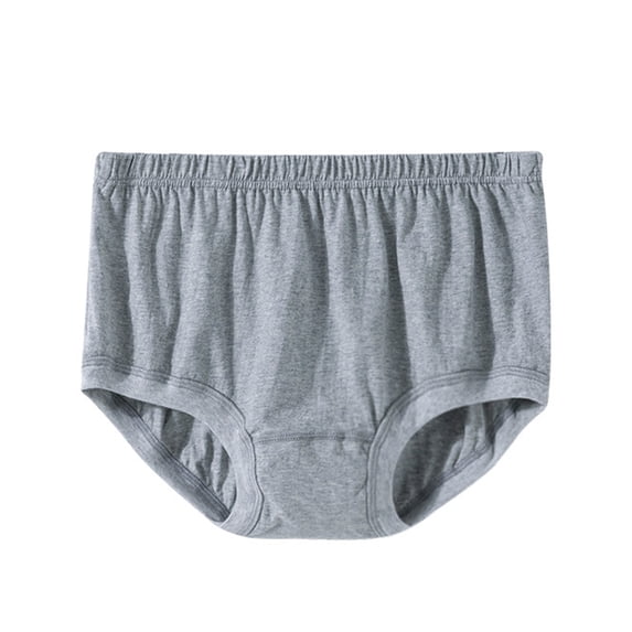 Lumtrix Men's Breathable Cotton Underwear Comfort High Waisted Stretch Briefs Solid Color Underpants Gray XL