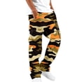 thumbnail image 1 of Lumtrix Men's Camo Cargo Pants Straight Leg Relaxed Fit Drawstring Work Camouflage Pants Outdoor Hiking Sweatpant with 2 Pockets Orange M, 1 of 4
