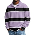 thumbnail image 1 of Lumtrix Men's Collared Sweatshirt Long Sleeve Casual Colorblock Polo Shirt Workout Outerwear Baggy Tops Purple S, 1 of 3