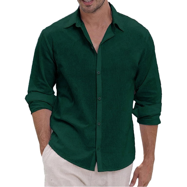 Lumtrix Men's Dress Shirts Solid Long Sleeve Stretch Loose Fit Formal Shirt  Business Casual Button Down Shirts Dark Green 3XL - Walmart.com