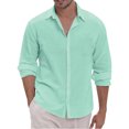 thumbnail image 1 of Lumtrix Men's Dress Shirts Solid Long Sleeve Stretch Loose Fit Formal Shirt Business Casual Button Down Shirts Mint Green 2XL, 1 of 4