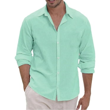 Lumtrix Men's Dress Shirts Solid Long Sleeve Stretch Loose Fit Formal Shirt Business Casual Button Down Shirts Mint Green 3XL